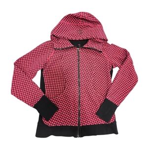 Lululemon Scuba Hoodie Full Zip • Pink Black Geometric Print • Thumbholes • Size
